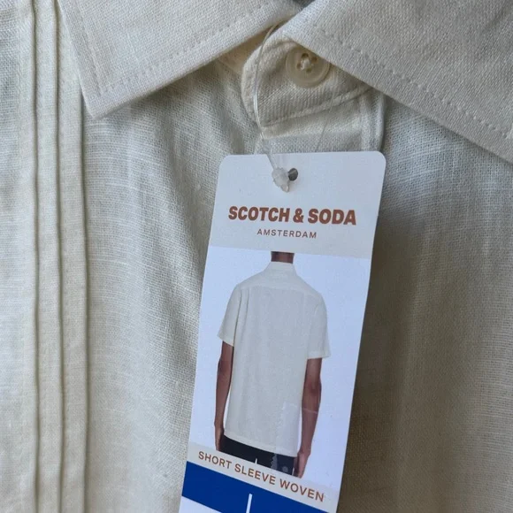 Scotch & Soda Men's Light Cream Button Down Shirt - Picture 9 of 12